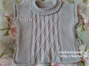 Пончо – пуловер Shayta для девочки. Работа Оксаны Усмановой. Вязание спицами.