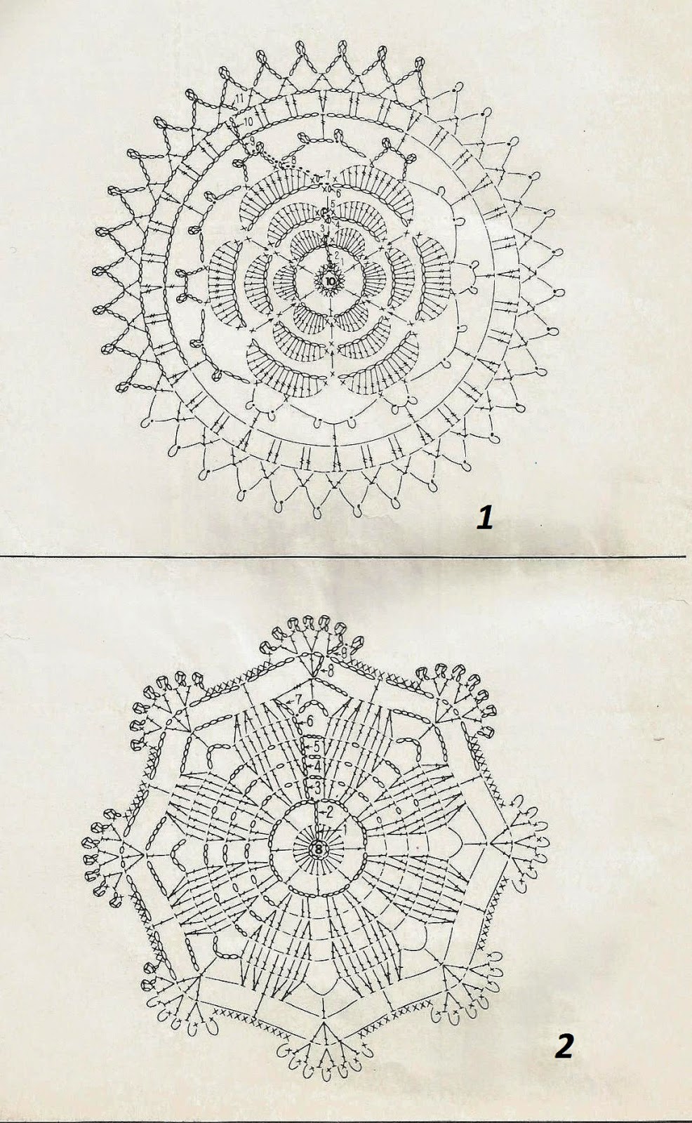 Несколько мотивов для вязания и схемами к ним.