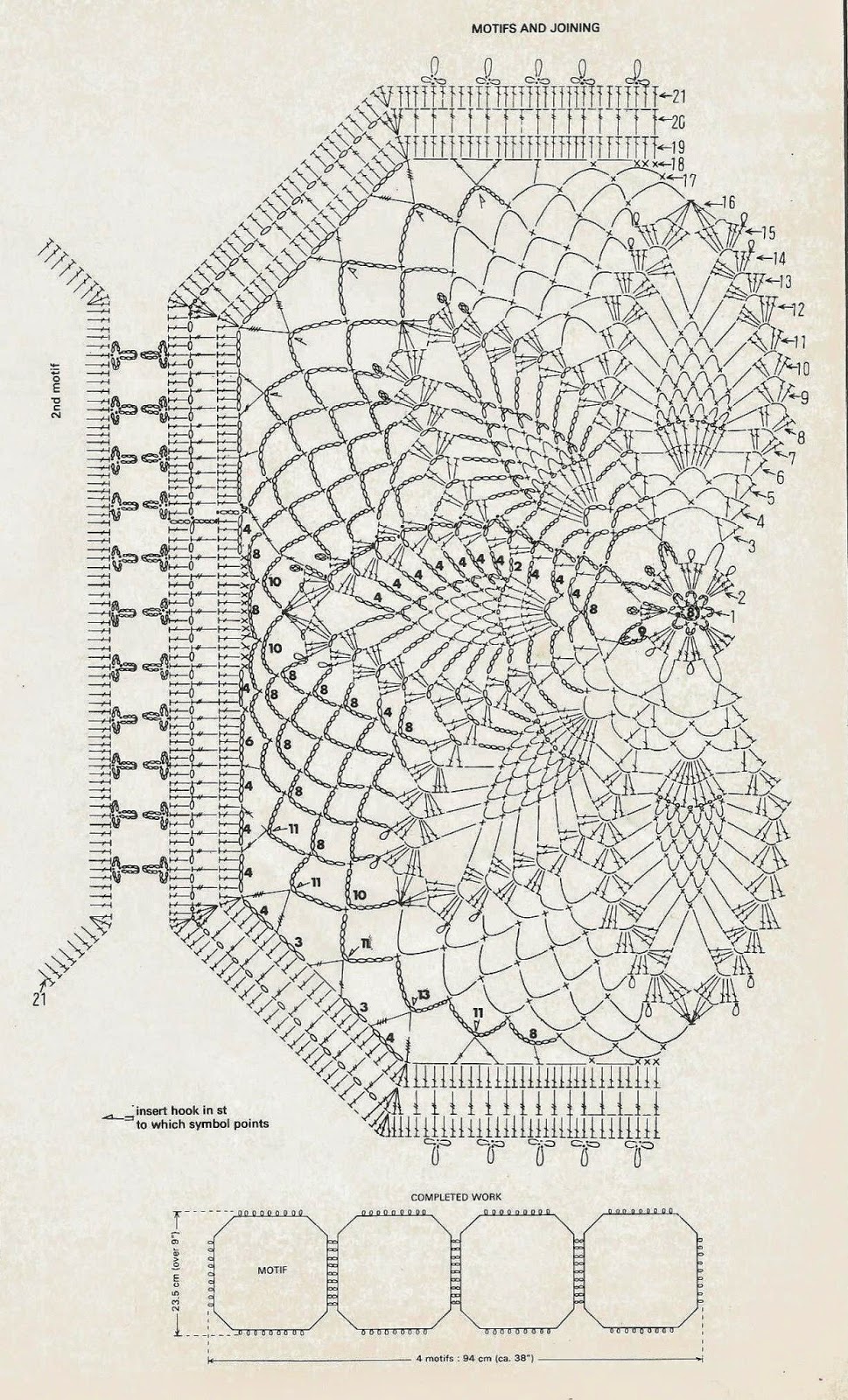 Несколько мотивов для вязания и схемами к ним.