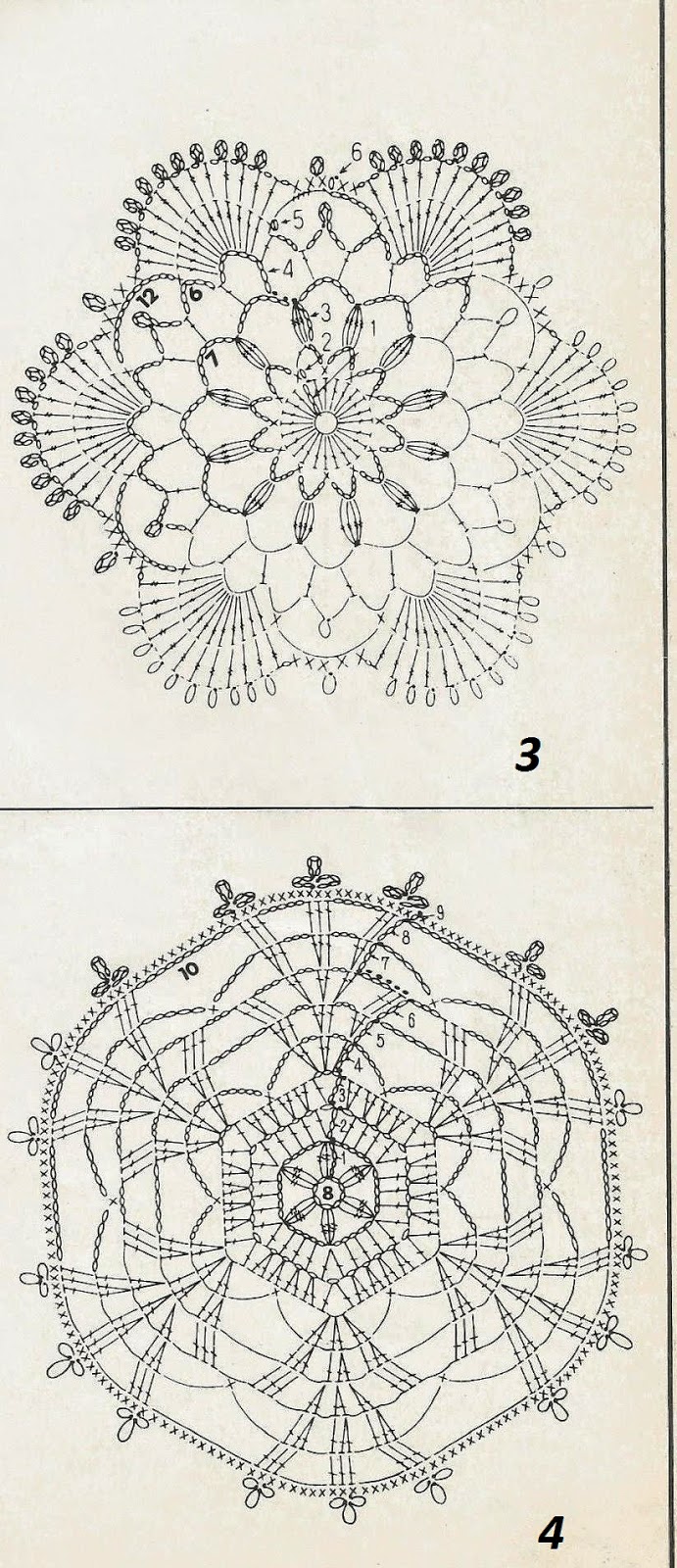 Несколько мотивов для вязания и схемами к ним.