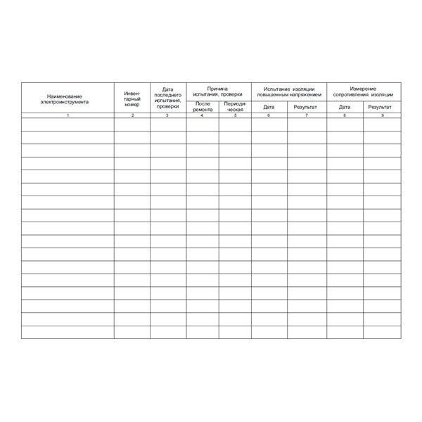 Первая страница журнала учета