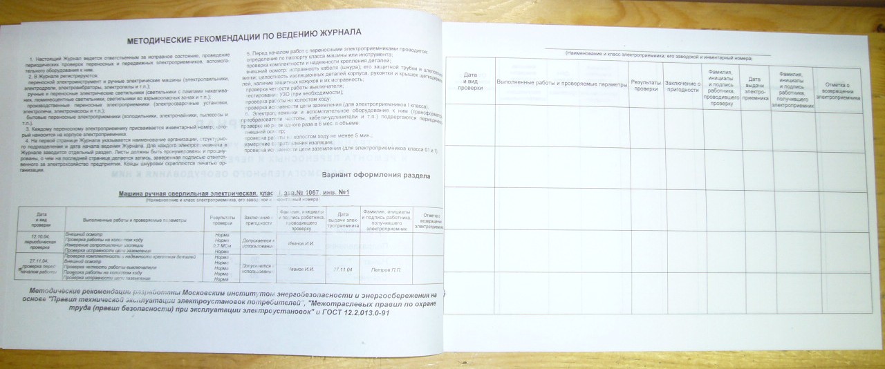 Журнал учета технического обслуживания сварочного оборудования.