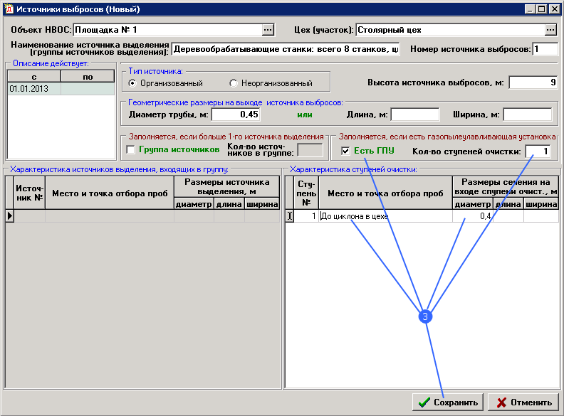 Источники выбросов. Ступени очистки.