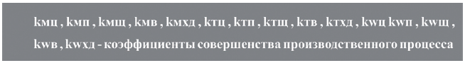 коэффициенты совершенства производственного процесса