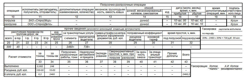 Образец заполнения формы 1-Т, часть 4