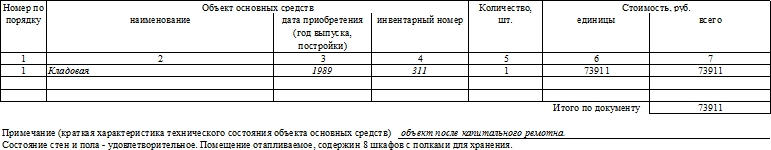 Накладная на внутреннее перемещение объектов основных средств. Часть 2.