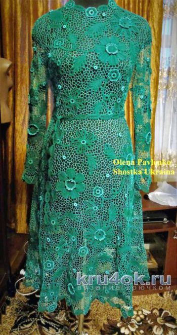 Платье Изумруд в технике ирландского кружева. Работа Елены Павленко