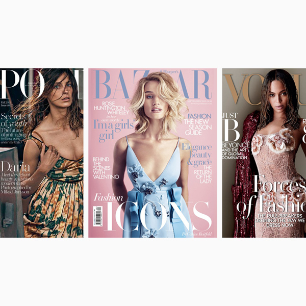 Сентябрьские номера журналов Porter Magazine, Harper's Bazaar UK, Vogue US