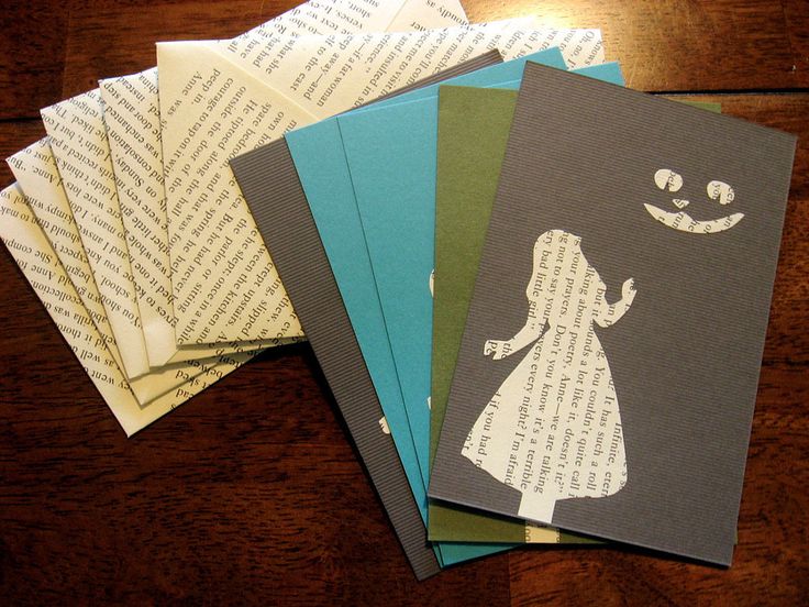 Cards: Tear out old book pages to make greeting cards. The background is suitable for all types of occasions — birthdays, graduations, and more.: 