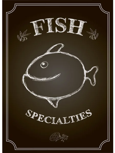 Blackboard рыбный ресторан меню карта — стоковое фото