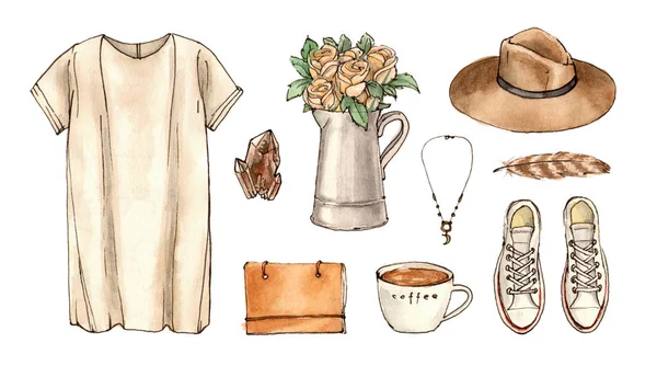 Набор Бохо стиль одежды — стоковое фото