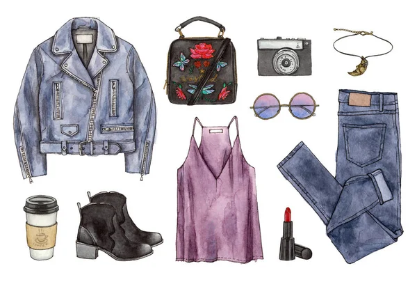 Набор одежды и аксессуаров — стоковое фото